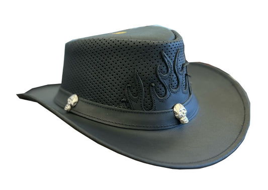 Black Cowboy Hat With Skull