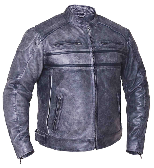 6923.GN- Men's Gray Leather Jacket