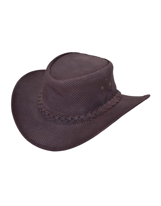 Men's Brown Leather Cowboy Hat