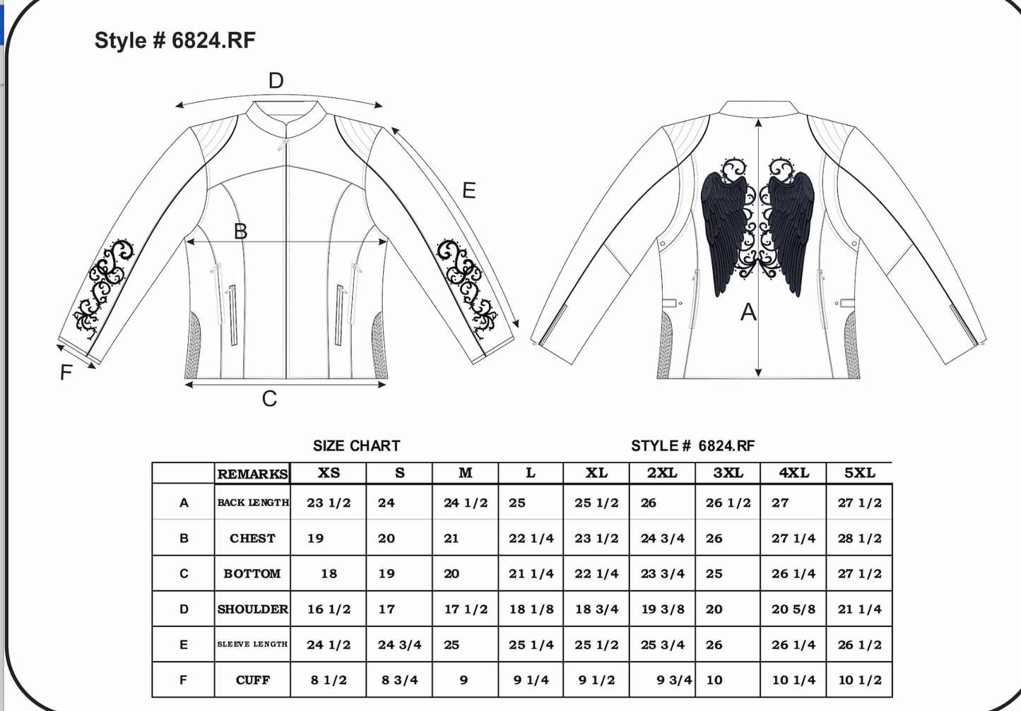 6824.RF- Ladies Cowhide Wing Jackets
