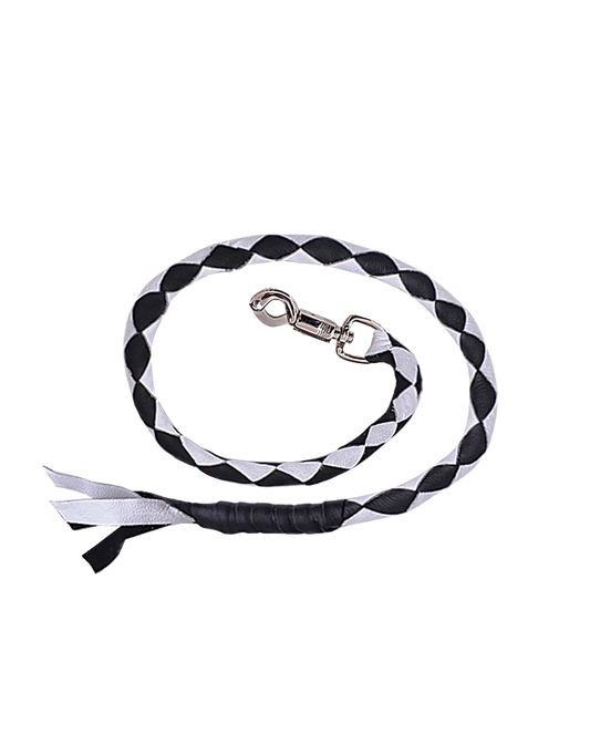 2053.14- Black & White Cowhide Biker Whip