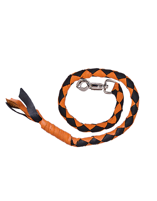 2053.16- Black & Orange Cowhide Biker Whip