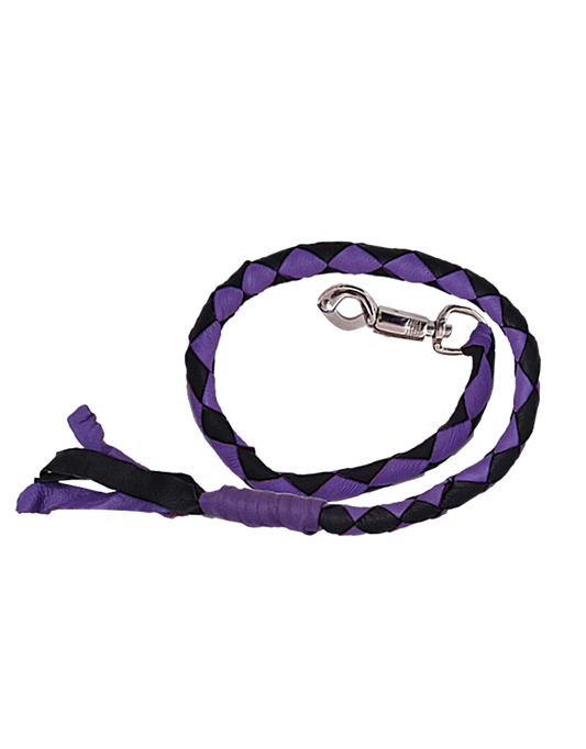 2053.17- Black & Purple Cowhide Biker Whip