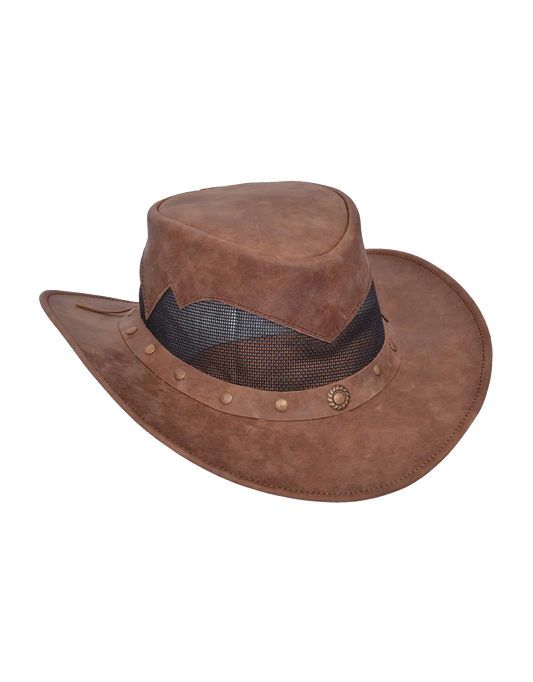 9215- Men's Brown Cowhide Crushable Hat
