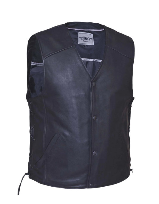 6650.NK- Men's Premium Black Leather Vest