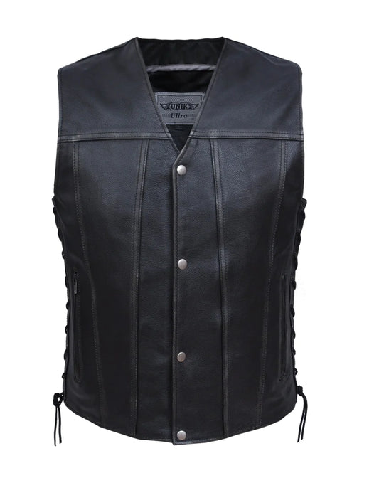 2611.AGR- Men's Gray Leather Vest