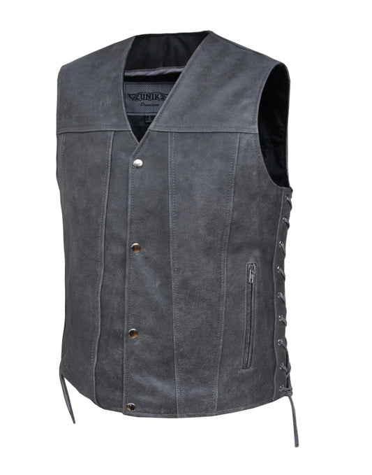 2611.GN- Men's Grey Leather Vest
