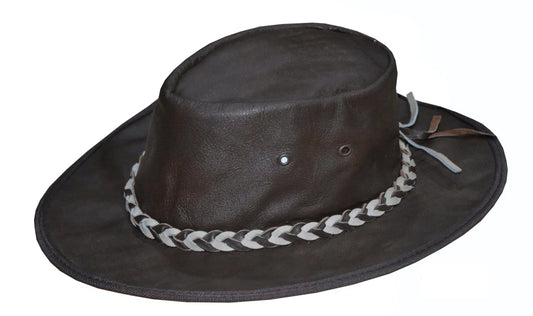 9225- Mens Brown Cowhide Crushable Hat