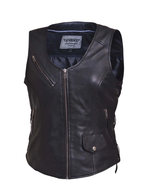 6892- Ladies Lambskin Leather Vest