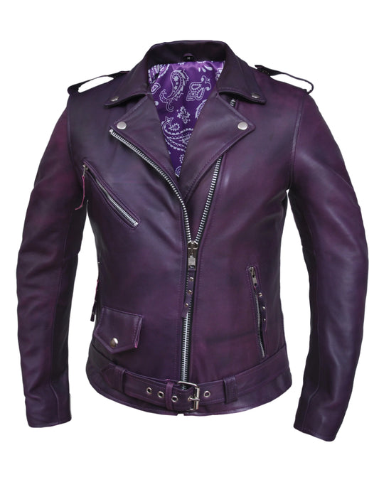 6832.17- Women's Purple Leather Jacket