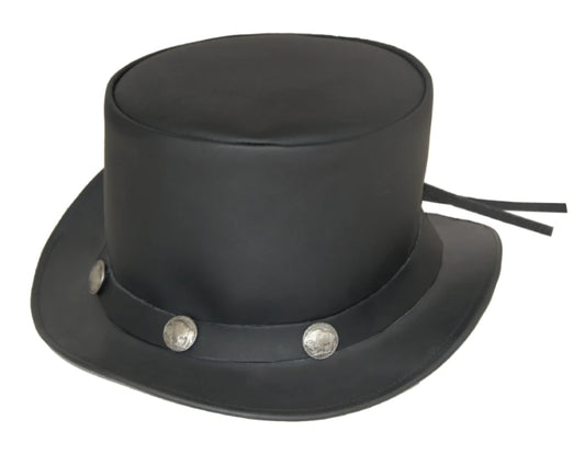 9229- Men's Cowhide Top Hat with Buffalo Nickel Snaps