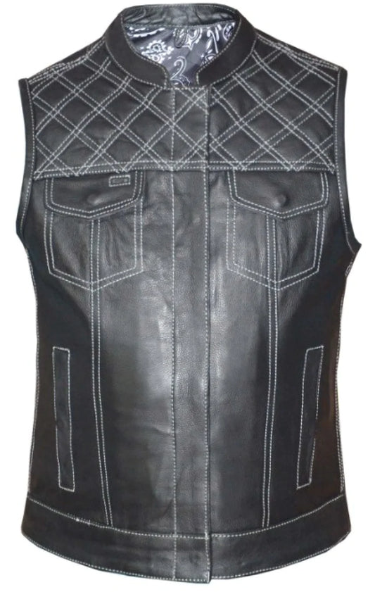 Ladies Cowhide Black Lining Vest