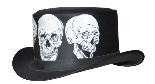 9234- Men's Cowhide Top Hat with Reflective Skulls