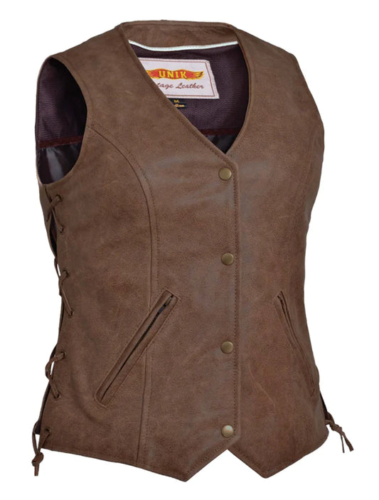 6897.ANT- Vintage Brown Leather Vest