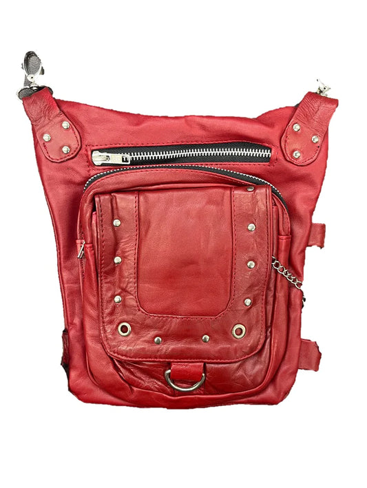 5735.194- Ladies RED Cowhide Thigh Bag