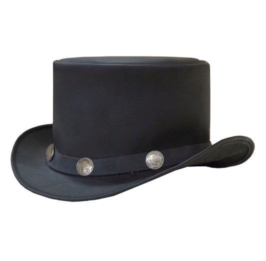 9235- Men's Cowhide Top Hat with Buffalo Nickel Snaps