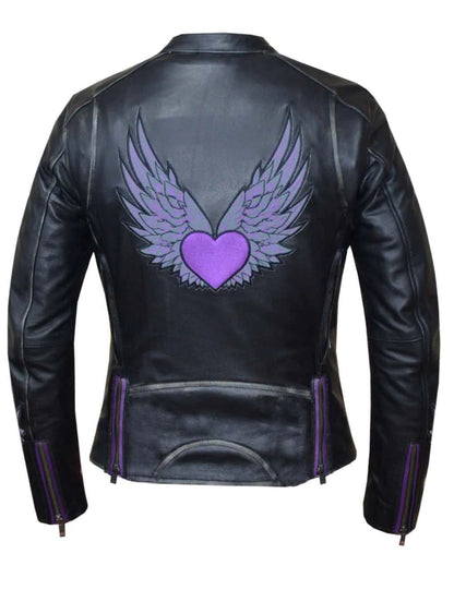 6954.17- Women's Purple Wings Leather Jacket